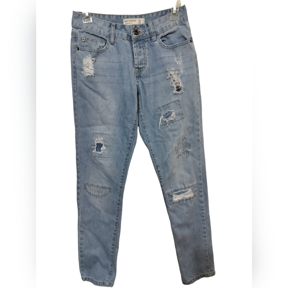 1712) Cotton on Blue Rip Distressed Boyfriend Jeans Size 4